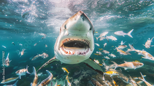 Huge shark praying on small fish © Kondor83