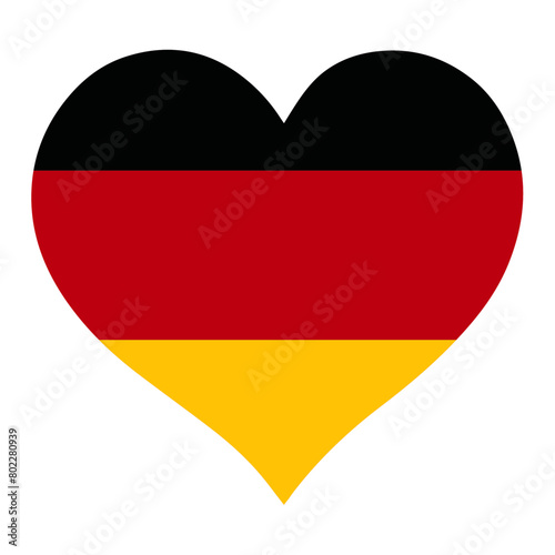 Germany flag in heart shape, vector illustration on isolated transparent or white background