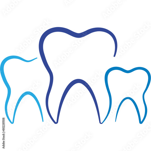 Tooth linear vector icon, logo. Modern Design in Blue Tones for Dentistry and Dental Care.