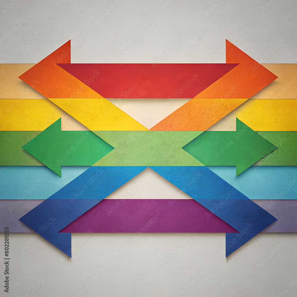 Rainbow Arrows on white background concept for pride month, generative ai Rainbow Arrows on white background concept for pride month, generative ai