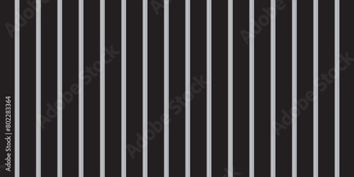 Prison cage bars 3d vector illustration. Realistic metal vertical sticks of grate isolated on black background. Gaol grid for criminals arrest with iron or steel pipes. Lattice prison cell pattern photo