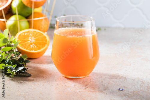 Refreshing summer drink. Juice from red Sicilian oranges.