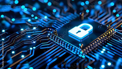 Padlock icon and internet technology networking connection. Cyber security internet and networking concept.