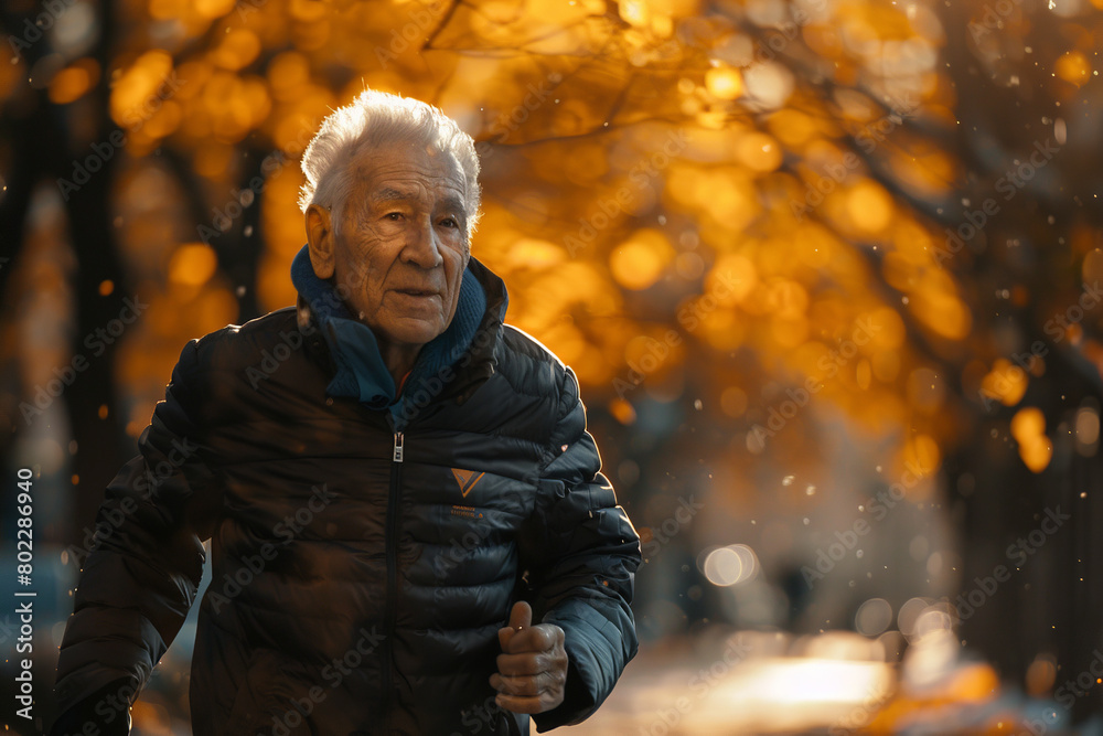 elder male jogging, bright and airy photography