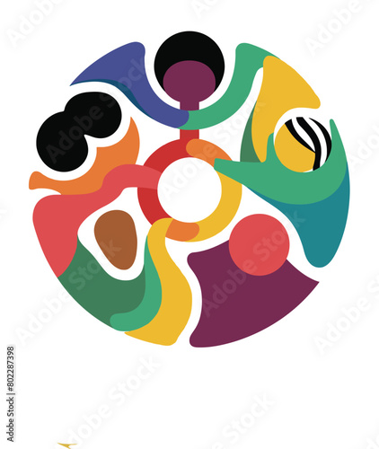 Circle three abstract people diversity logo vector