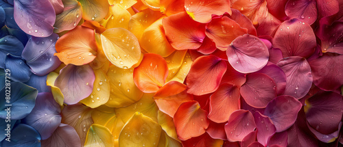 Colorful flower petals arranged in a rainbow pattern, pride wallpaper photo