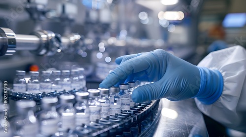 Scientist handling vials in a pharmaceutical lab