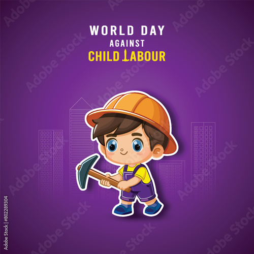 Child labor, Vector, Child labor Poster, World Day Against Child labour, Illustration, Vector, 12 June. Flat. Design. Child labour Post, Social Media Post, Poster. Child Labor Day. Stop. Kids working.
