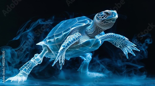 Turtle X-Ray On Black Background photo