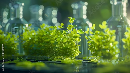 Macro Photography of Green Algae in a Laboratory Environment. Concept Microscopic Algae, Lab Settings, Close-up Shots, Science Photography