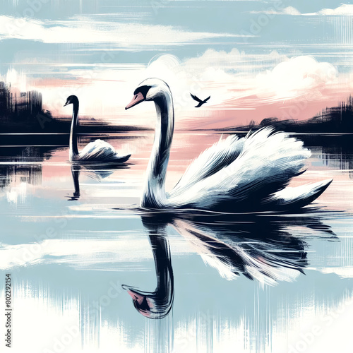 two swans on the lake