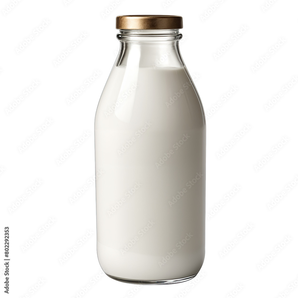 Unopened milk bottle with cap. Isolated on white background. Unopened milk bottle with cap. Isolated on white background.