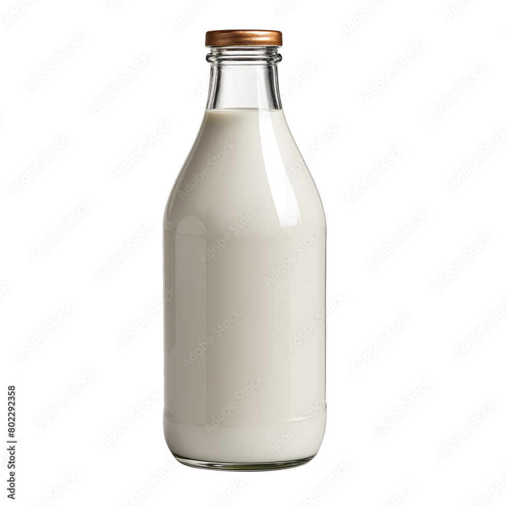 Unopened milk bottle with cap. Isolated on white background. Unopened milk bottle with cap. Isolated on white background.