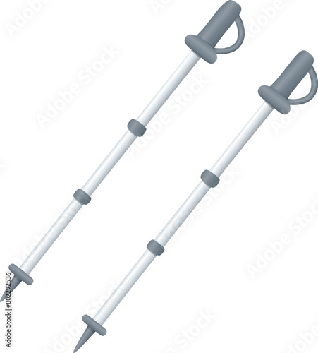 Trekking poles vector illustration. Hiking sticks pair. Sport accessory for walking.