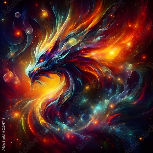 Fusion flare dragon Abstract Colorful Shape of vibrant hues and dynamic Background