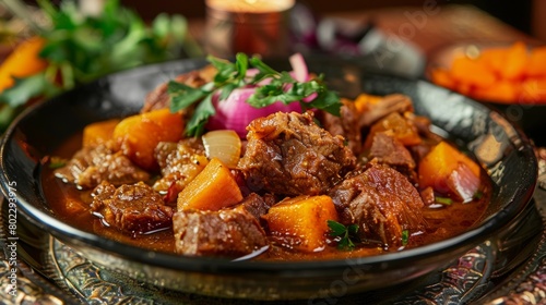 Armenian cuisine. "Pastyner" - stewed pumpkin with mutton in Armenian.