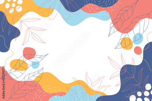 Hand Drawn Abstract Leaves Doodle Background for Wallpaper or Presentation	