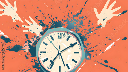 Illustration of a clock with hands spinning out of control to depict anxiety about time.
