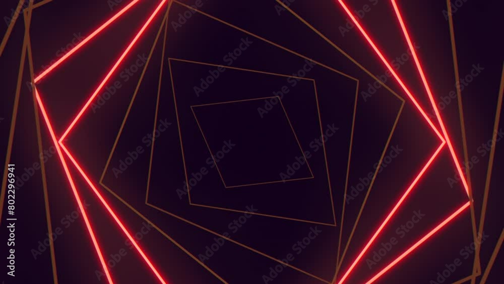 Dark room with circular kaleidoscope pattern on walls. Illuminated by red lines in a visually striking way. Captivating and unique atmosphere