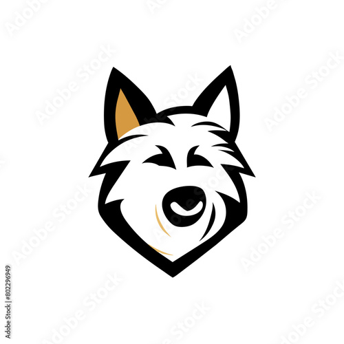 simple clean minimal creative bold geometric westie dog logo  vector illustration flat 2