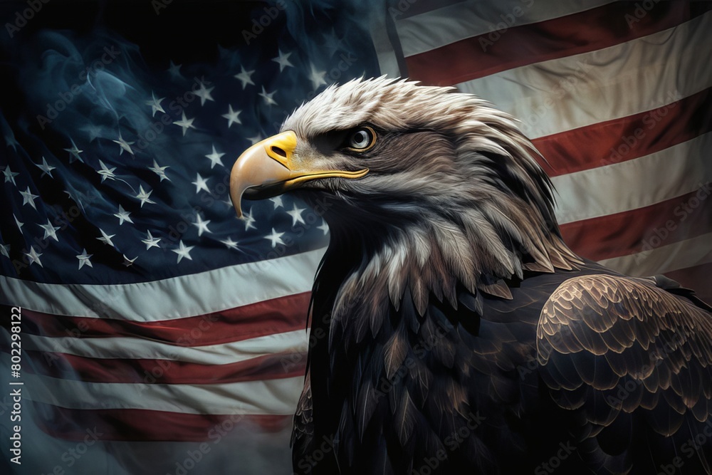 Naklejka premium american bald eagle in flight created with generative AI software.