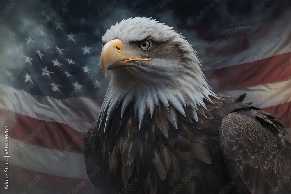 Naklejka premium american bald eagle in flight created with generative AI software.