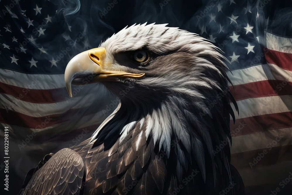 Naklejka premium american bald eagle in flight created with generative AI software.