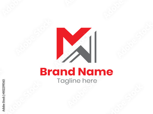 Initial letters MN logo icon. NM letter logo design vector.
