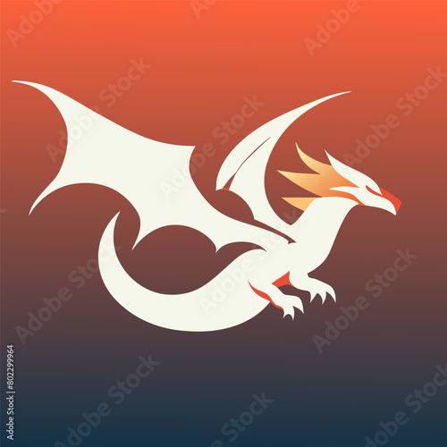 2 flying realistic dragon  vector illustration flat 2