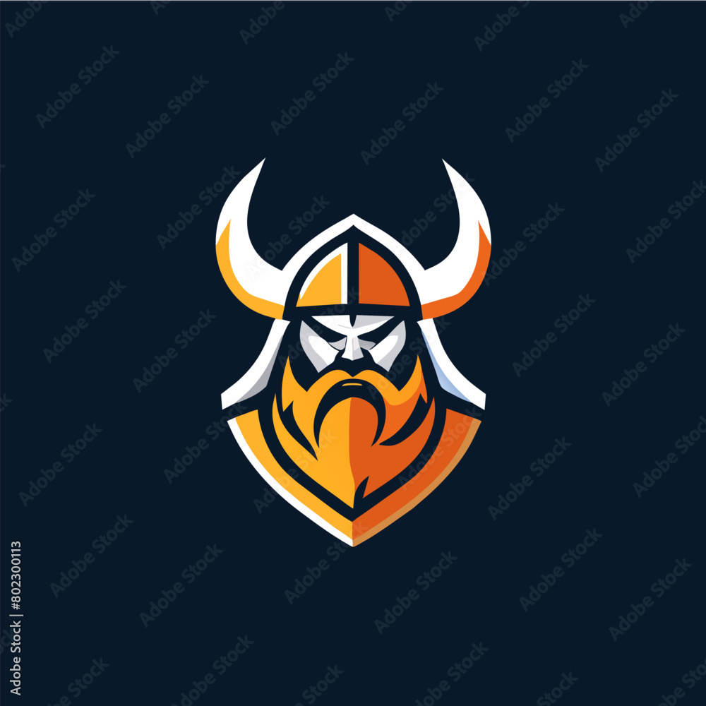 clean minimal creative flat logo viking warrior l character, vector illustration flat 2
