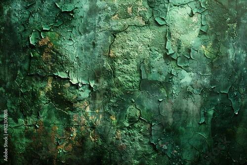 Texture of old rustic wall covered with green paint, Grunge background
