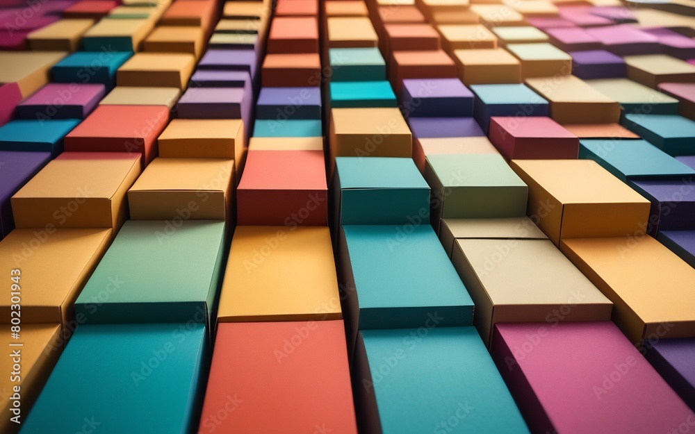 A vibrant display of geometric shapes cut from colored cardboard, meticulously arranged to create an abstract pattern. The playful interplay of colors and shapes. A vibrant display of geometric shapes cut from colored cardboard, meticulously arranged to create an abstract pattern. The playful interplay of colors and shapes.