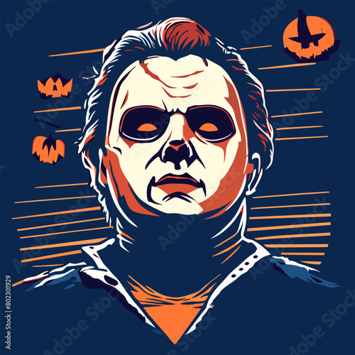scary halloween clipart extremely detailed, scary michael myers, vector illustration flat 2