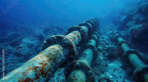 Submarine metallic tubes or gas transmission pipelines in the ocean under water surface