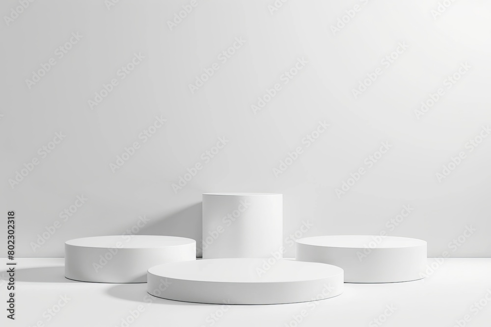 three podiums on a white background. podium for product stands three podiums on a white background. podium for product stands