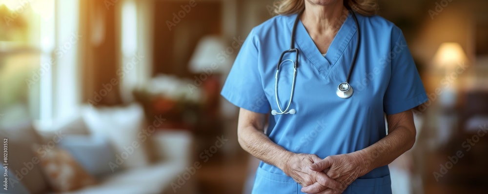 Confident healthcare professional with hands clasped