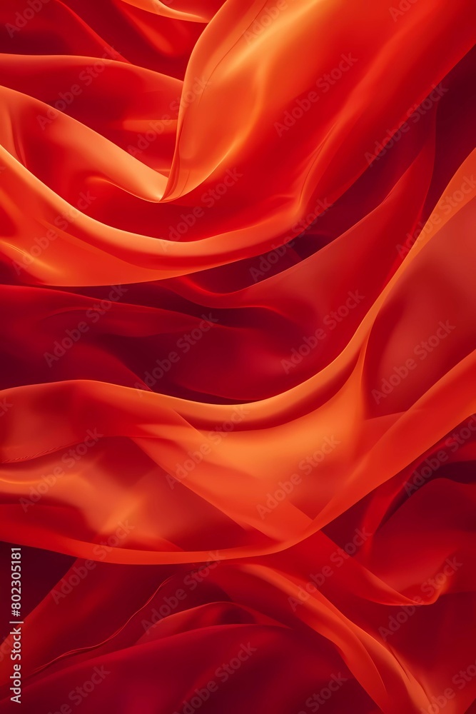 Colorful background of flowing red fabric. Smooth and soft. 