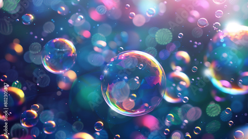 background, soap colorful bubbles