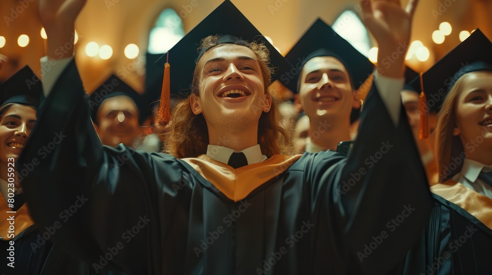 Group of Graduate put hands up and celebrating