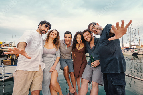 Joyful Friends Gathering on Yacht - Group Celebration (ID: 802306585)