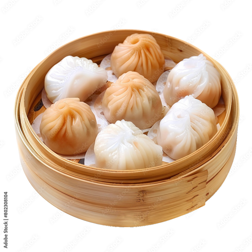 Dim Sum, transparent background, isolated image, generative AI