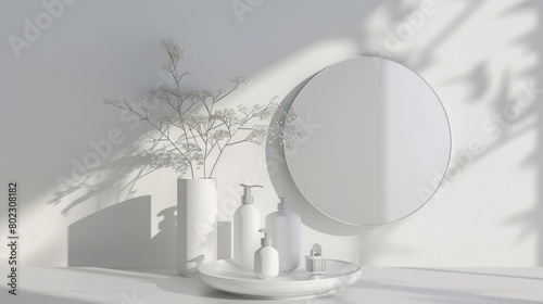 Elegant White Bathroom Vanity Set with Natural Light
