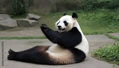 A Giant Panda Stretching Its Limbs After A Nap  3