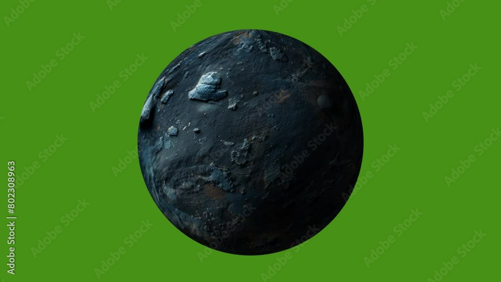 Unknown planet rotating on chromakey background