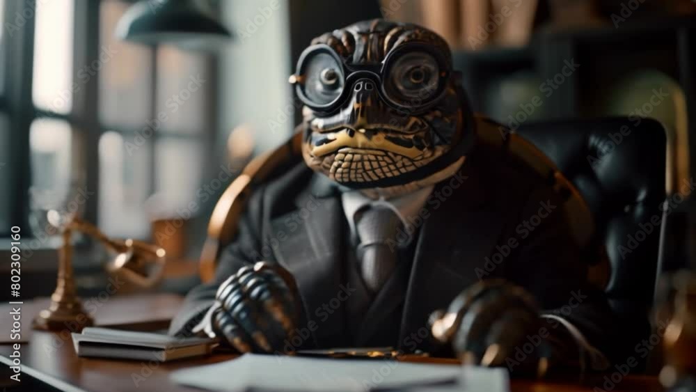 A turtle in a business suit sits confidently at an executive desk in a luxurious office. A turtle in a chic CEO outfit sits in an executive office with an antiquated and slow work concept. A turtle in a business suit sits confidently at an executive desk in a luxurious office. A turtle in a chic CEO outfit sits in an executive office with an antiquated and slow work concept.