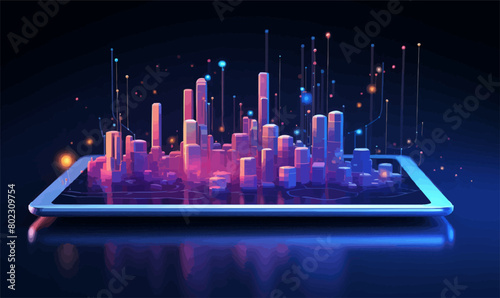 digital data and big tech imagery vector simple 3d isolated illustrati