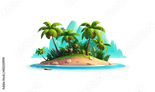 A tropical island with palm trees vector simple 3d isolated illustration -