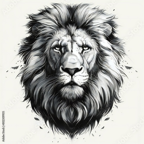 Portrait of a lion   Hand-drawn illustration   Vector