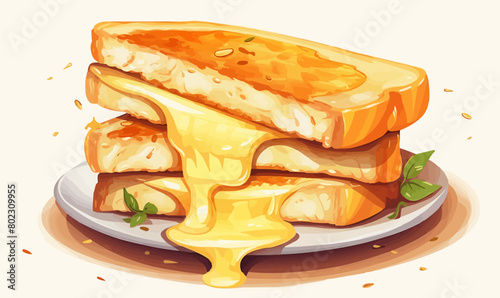 Cheese toasted sandwich vector flat isolated vector style illustration