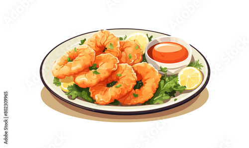 tempura shrimps vector flat minimalistic isolated vector style illustration